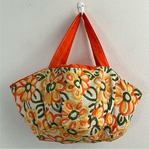 Boho Orange Floral Cinch Bag